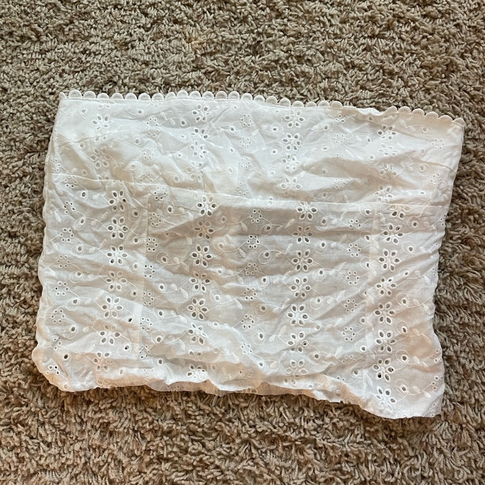 White Eyelet Strapless Crop Top